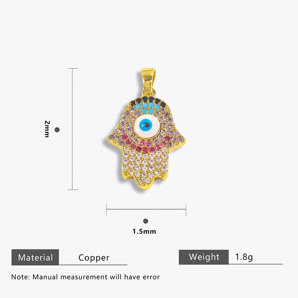 Copper Round Glasses Palm Eyes Virgin Pendant Jewelry Accessories With Totem Pattern And Electroplating