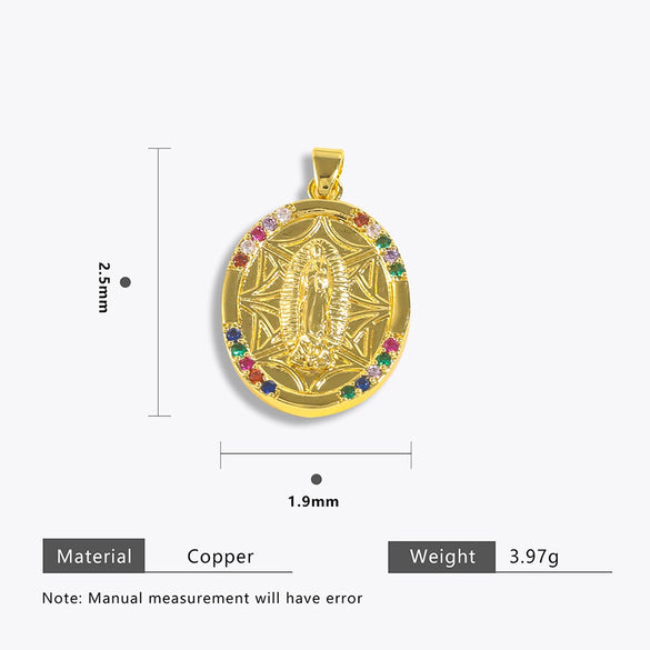Copper Round Glasses Palm Eyes Virgin Pendant Jewelry Accessories With Totem Pattern And Electroplating