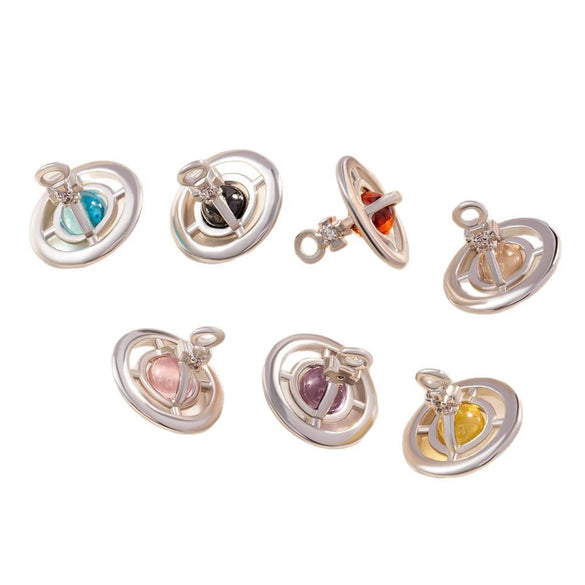 Copper Saturn Pendant Earrings Accessories Fresh Style Electroplating
