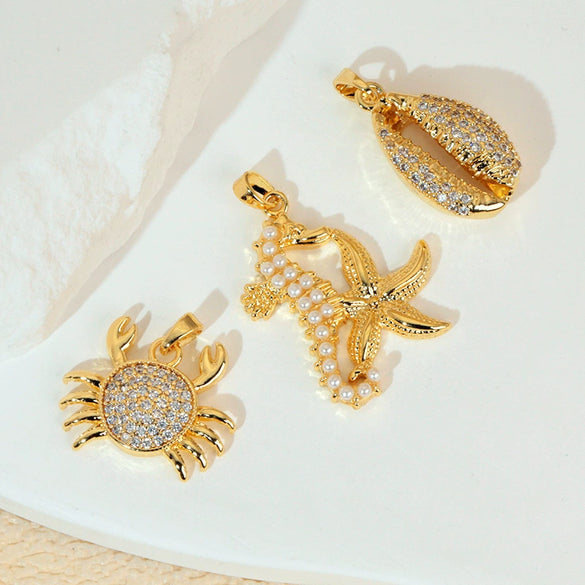 Copper Seashell Conch Crab Minimalist Animal Style Electroplated Women's Jewelry Pendant