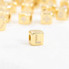Copper Set Zircon Inlaid Dice Pendant Necklace With Letters Numbers Text Pattern And String Of Pearls Chain