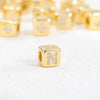 Copper Set Zircon Inlaid Dice Pendant Necklace With Letters Numbers Text Pattern And String Of Pearls Chain