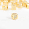 Copper Set Zircon Inlaid Dice Pendant Necklace With Letters Numbers Text Pattern And String Of Pearls Chain