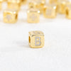 Copper Set Zircon Inlaid Dice Pendant Necklace With Letters Numbers Text Pattern And String Of Pearls Chain