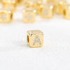 Copper Set Zircon Inlaid Dice Pendant Necklace With Letters Numbers Text Pattern And String Of Pearls Chain