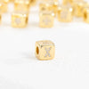 Copper Set Zircon Inlaid Dice Pendant Necklace With Letters Numbers Text Pattern And String Of Pearls Chain