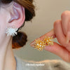 Copper Silver Needle Zircon Fireworks Geometric Light Luxury Women's Earrings Real Gold Electroplated