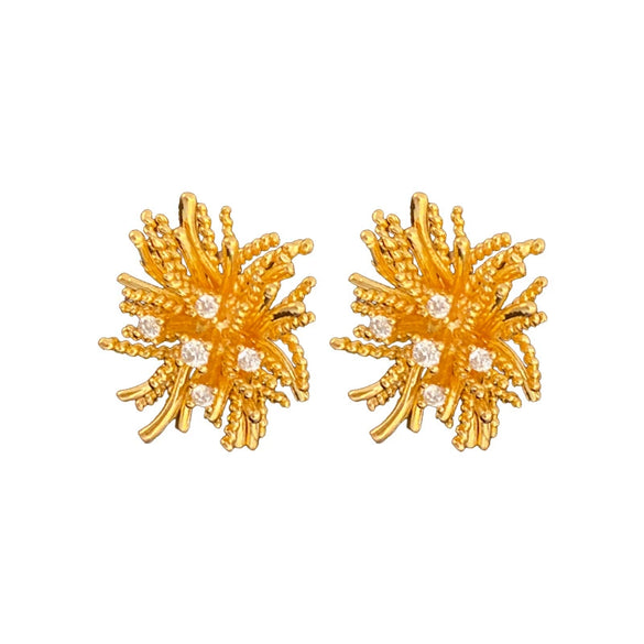 Copper Silver Needle Zircon Fireworks Geometric Light Luxury Women's Earrings Real Gold Electroplated