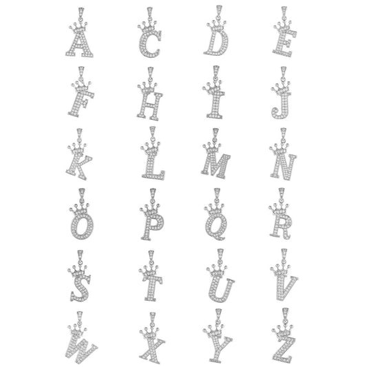 Copper Silver Plated Handmade Diy Pendant Accessories Set With Zircon And Letter Design For Necklace And Bracelet