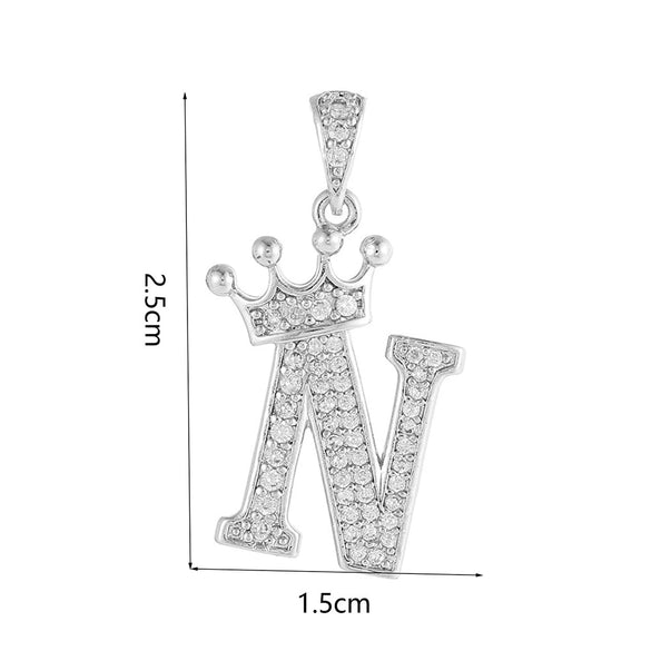 Copper Silver Plated Handmade Diy Pendant Accessories Set With Zircon And Letter Design For Necklace And Bracelet