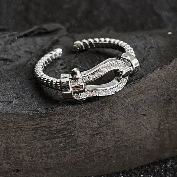 Copper Silver Plated Inlay Round Natural Stone Gem Rings