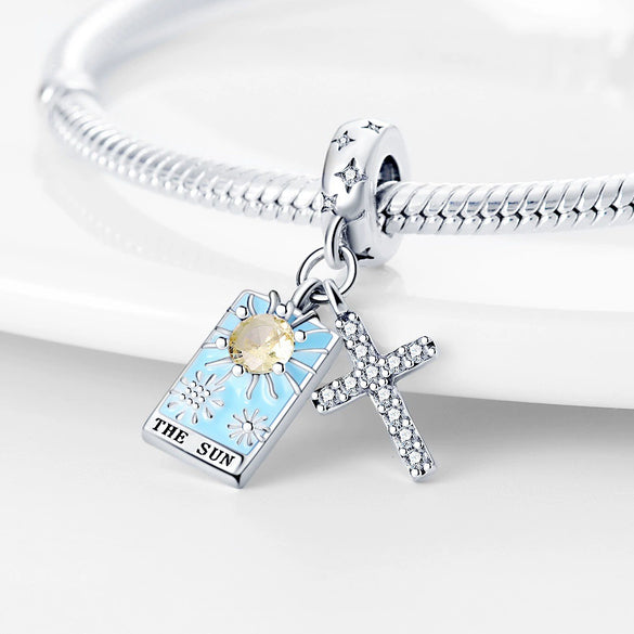 Copper Silver Plated Tarot Two Piece Set Diy Jewelry Necklace And Bracelet With Dripping Oil Design