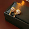 Copper Silver Zircon Geometric Hot Air Balloon Women's Earrings Highend Niche Fashion