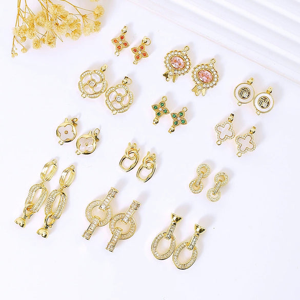 Copper Simple Geometric Electroplated Universal Buckle For Necklace And Bracelet