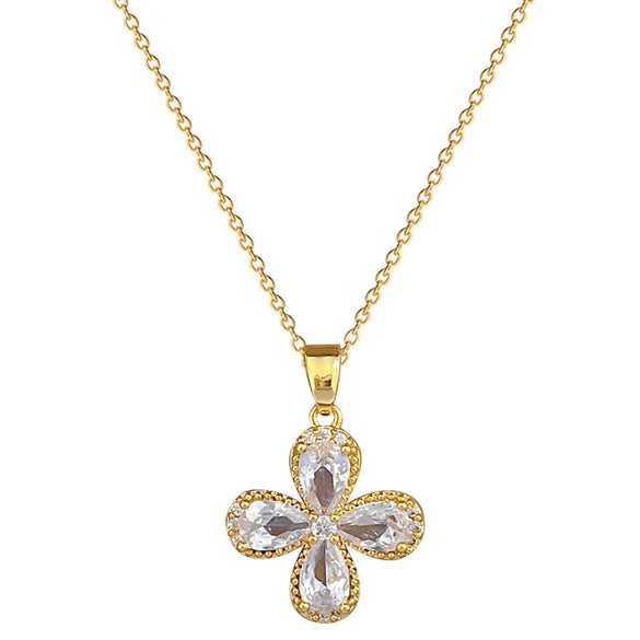 Copper Simple Style Classic Style Inlay Flower Zircon Earrings Necklace