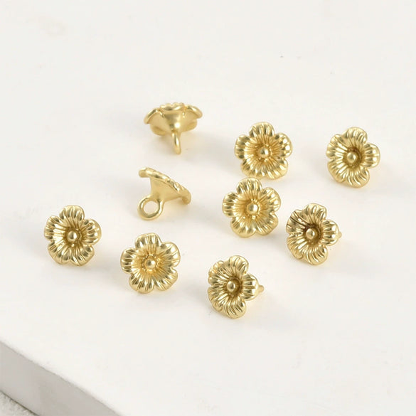 Copper Small Flower Spacer Bead Pendant Electroplated Diy Handmade Beaded Jewelry Accessories