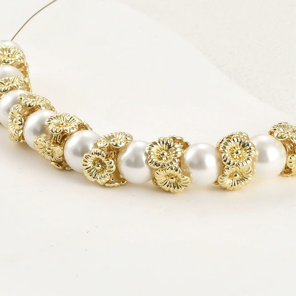 Copper Small Flower Spacer Bead Pendant Electroplated Diy Handmade Beaded Jewelry Accessories