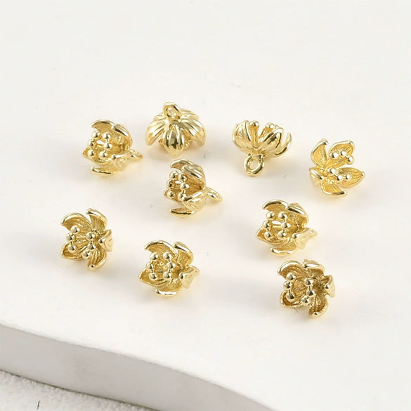 Copper Small Flower Spacer Bead Pendant Electroplated Diy Handmade Beaded Jewelry Accessories