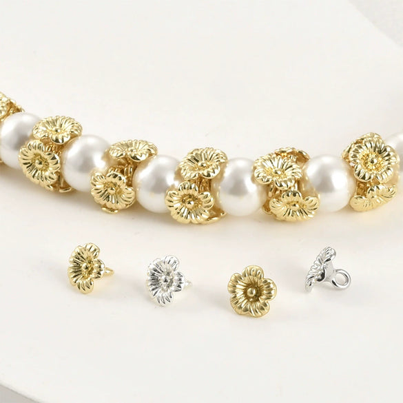 Copper Small Flower Spacer Bead Pendant Electroplated Diy Handmade Beaded Jewelry Accessories