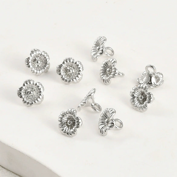 Copper Small Flower Spacer Bead Pendant Electroplated Diy Handmade Beaded Jewelry Accessories