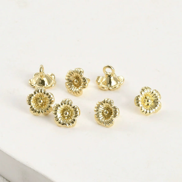 Copper Small Flower Spacer Bead Pendant Electroplated Diy Handmade Beaded Jewelry Accessories