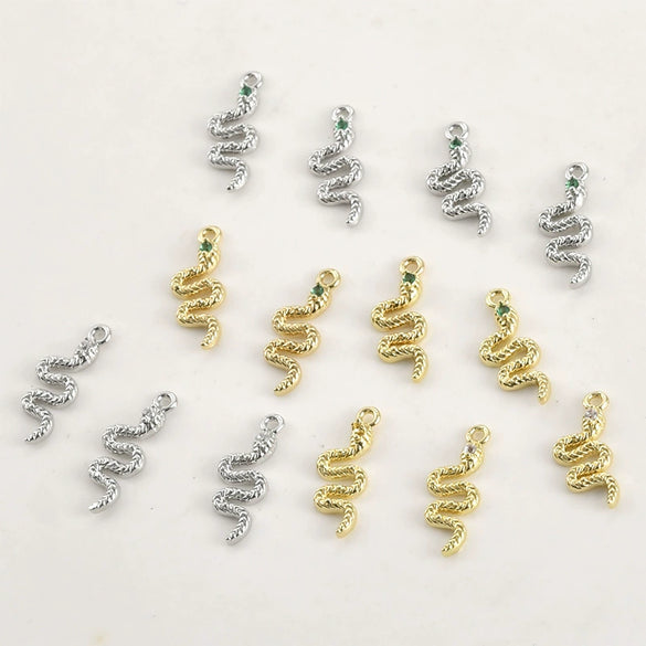 Copper Snake Pendant Electroplated Jewelry Accessories For Diy Bracelet Necklace Earring