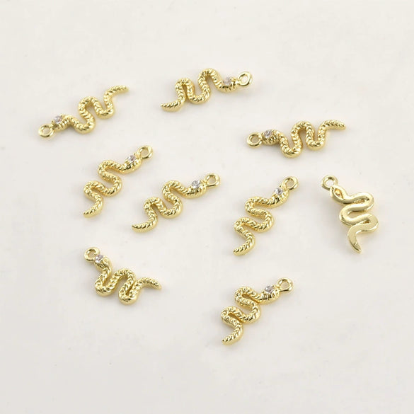 Copper Snake Pendant Electroplated Jewelry Accessories For Diy Bracelet Necklace Earring