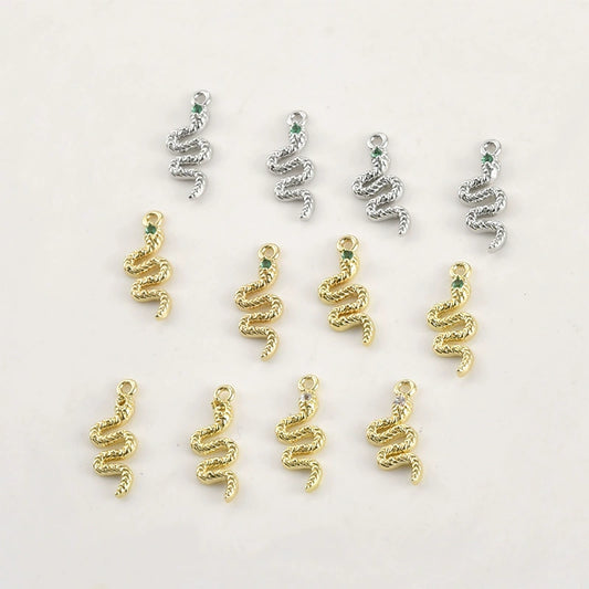 Copper Snake Pendant Electroplated Jewelry Accessories For Diy Bracelet Necklace Earring