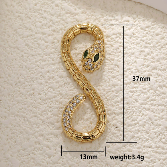 Copper Snake Pendant Necklace With Goldplated Color And Inlaid Zircon Animal Design Diy Accessories