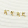 Copper Starfish Shell Earrings Jewelry Accessories Materials With 14K Gold Color Plated And Inlaid Zircon Electroplating