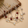 Copper String Of Pearls Love Fruit Geometric Heart Shape Pendant Women's Fashion Necklace