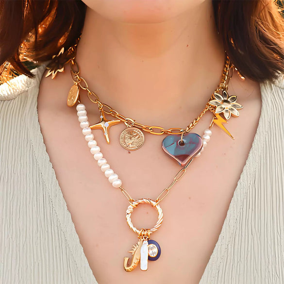 Copper Sweet Geometric Style Electroplated Clavicle Necklace For Women