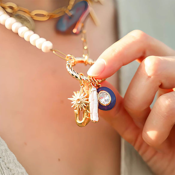 Copper Sweet Geometric Style Electroplated Clavicle Necklace For Women