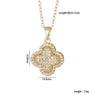 Copper Titanium Steel Women's Necklace With Mixed Gemstone Inlay Four Leaf Clover Pendant Electroplated Geometric Style