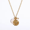 Copper Twelve Constellation Rune New Moon Opal Pendant Necklace With Paper Clip Chain Electroplated For Women