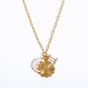 Copper Twelve Constellation Rune New Moon Opal Pendant Necklace With Paper Clip Chain Electroplated For Women