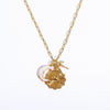 Copper Twelve Constellation Rune New Moon Opal Pendant Necklace With Paper Clip Chain Electroplated For Women