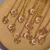Copper Twelve Constellation Rune New Moon Opal Pendant Necklace With Paper Clip Chain Electroplated For Women
