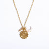 Copper Twelve Constellation Rune New Moon Opal Pendant Necklace With Paper Clip Chain Electroplated For Women