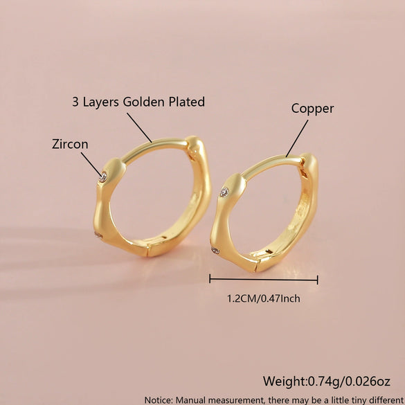 Copper Twisted Hoop Earrings Geometric Rhombus Style Electroplated Unisex