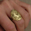 Copper Unisex Couple Ring With Birds Flower Fragrance And Carved Floating Pattern
