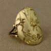 Copper Unisex Couple Ring With Birds Flower Fragrance And Carved Floating Pattern