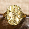 Copper Unisex Couple Ring With Birds Flower Fragrance And Carved Floating Pattern