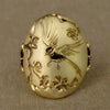 Copper Unisex Couple Ring With Birds Flower Fragrance And Carved Floating Pattern