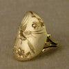 Copper Unisex Couple Ring With Birds Flower Fragrance And Carved Floating Pattern