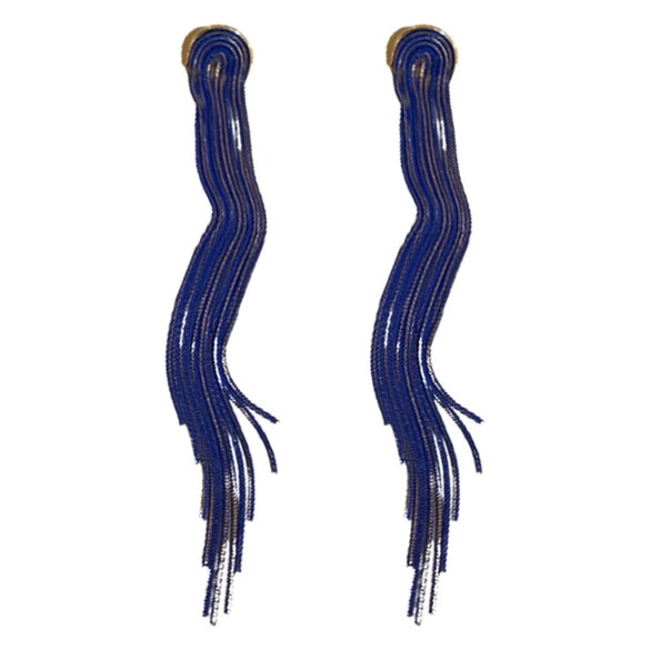 Copper Ushaped Chain Long Tassel Earrings With Geometric Pattern And Painting Treatment For Women