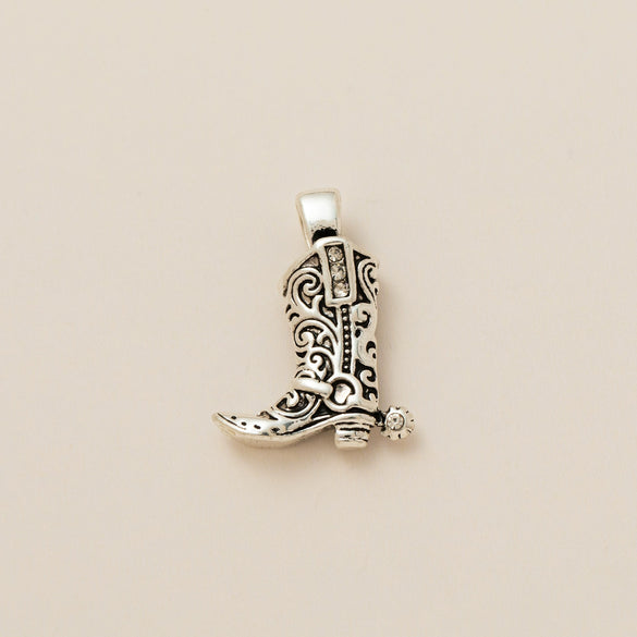 Copper Ushaped Zircon Pendant Electroplated Necklace With Cowboy Boots And Cowboy Hat Design