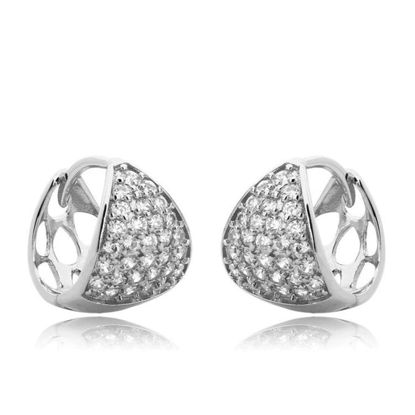 Copper Water Drop Zircon Earrings For Women Elegant Cutout Fashion Earrings With Diamondinlaid Craft