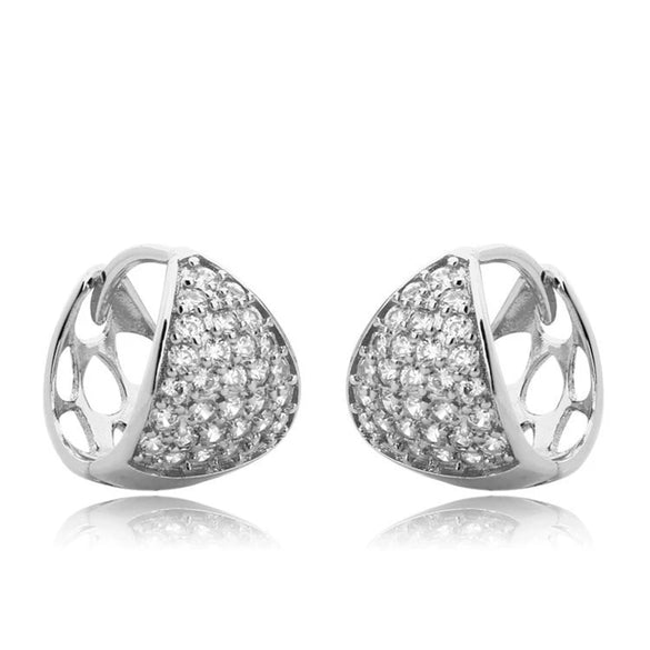 Copper Water Drop Zircon Earrings For Women Elegant Cutout Fashion Earrings With Diamondinlaid Craft