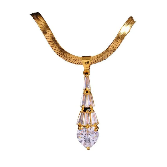 Copper Water Droplets Pendant Necklace